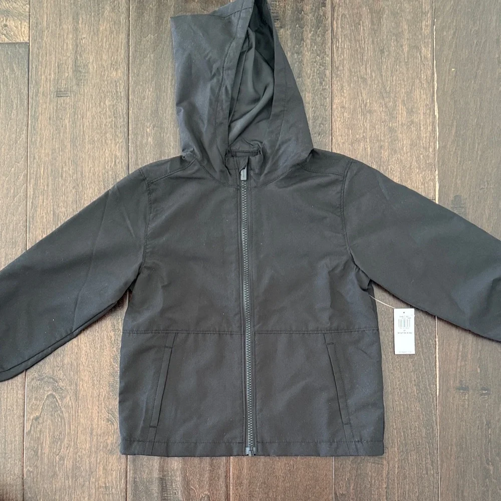 NWT Old Navy Kids Black Raincoat Light Jacket with Hood